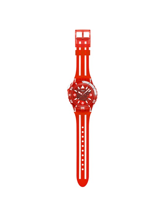 Orologio Swatch - Lion's Mane -Solo Tempo-44mm-Rosso-Bianco-SSCU09R100