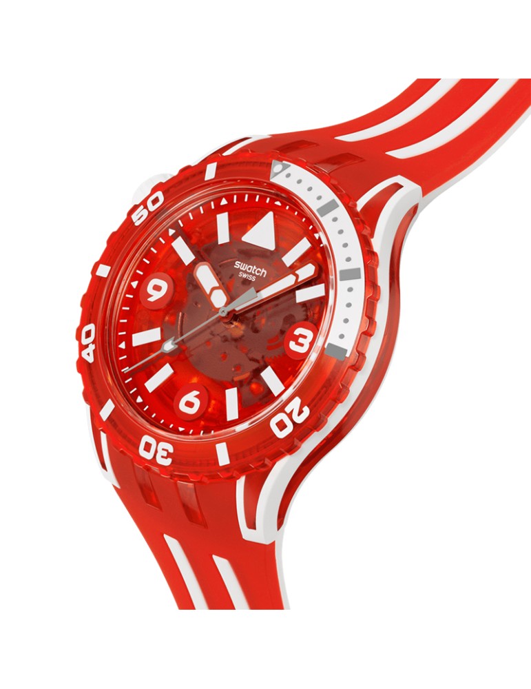 Swatch Watch - Lion's Mane -Time Only-44mm-Red-White-SSCU09R100