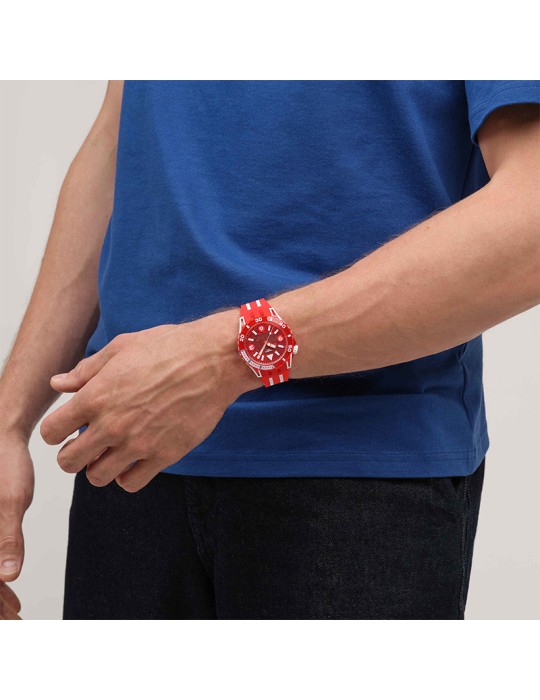 Orologio Swatch - Lion's Mane -Solo Tempo-44mm-Rosso-Bianco-SSCU09R100