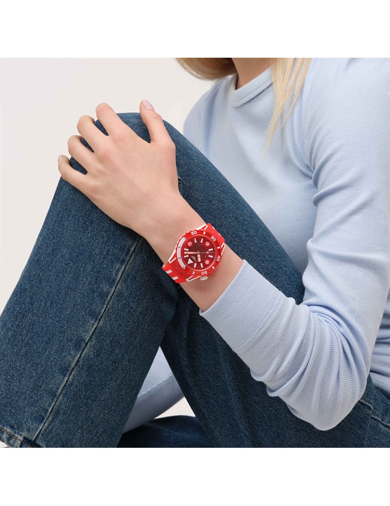 Swatch Watch - Lion's Mane -Time Only-44mm-Red-White-SSCU09R100