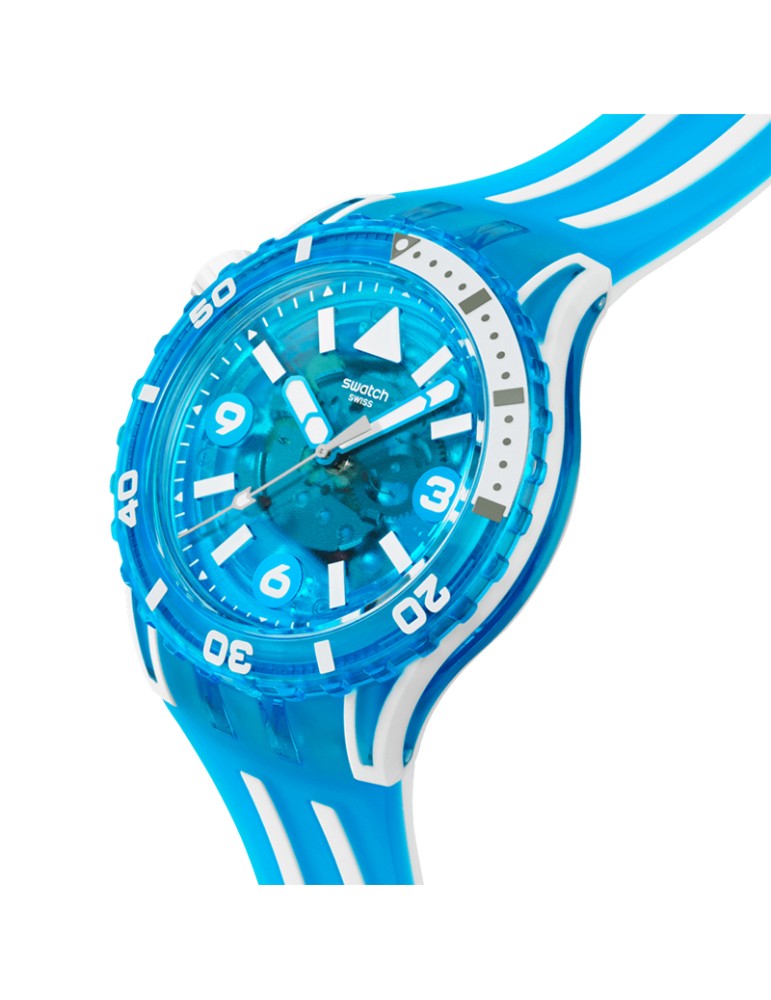 Orologio Swatch - Blue Fire - Solo Tempo - 44mm -Blu-Bianco-SSCU09S100
