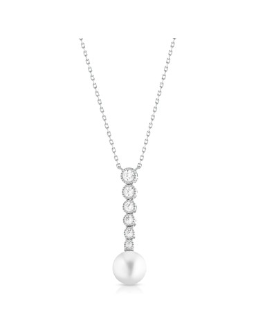 Collana Lelune Glamour - Luxury Pendente - Perla Freshwater 9-9.5 mm - Zirconi - LGPN05