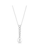 Lelune Glamour Necklace - Luxury Pendant with 9-9.5 mm Freshwater Pearl and White Zircons - 0