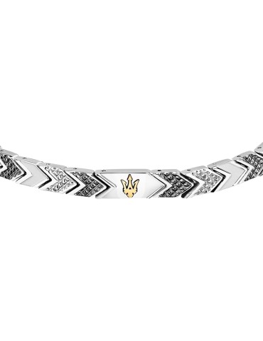 Maserati Bracelet - Iconic -Black and White Knitted Links-JM225AVD89 2