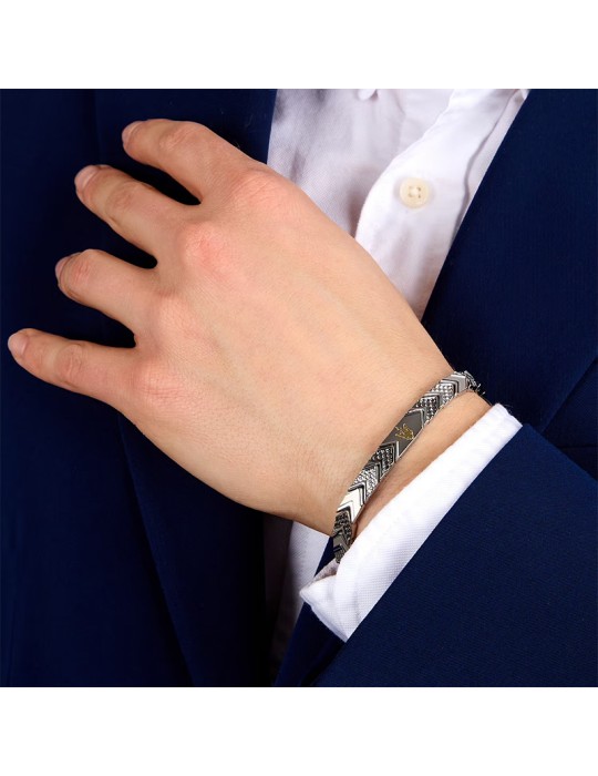 Maserati Bracelet - Iconic -Black and White Knitted Links-JM225AVD89