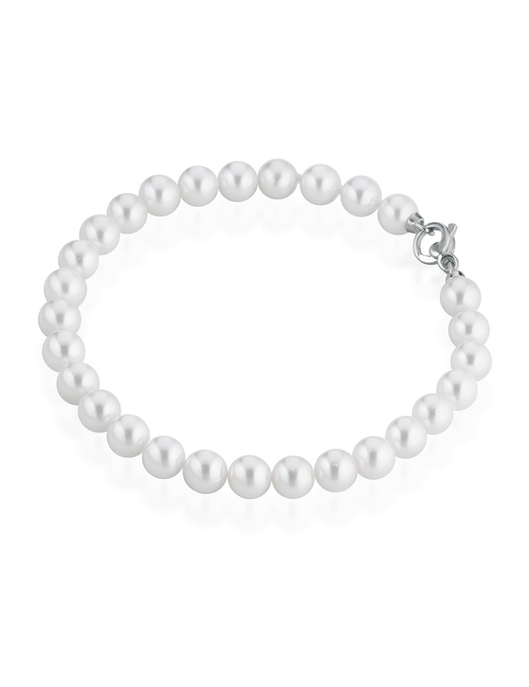 Bracciale Coscia - Perle Freshwater 5,5-6mm e Chiusura in Oro Bianco 18 Carati - LBBRFW60.227