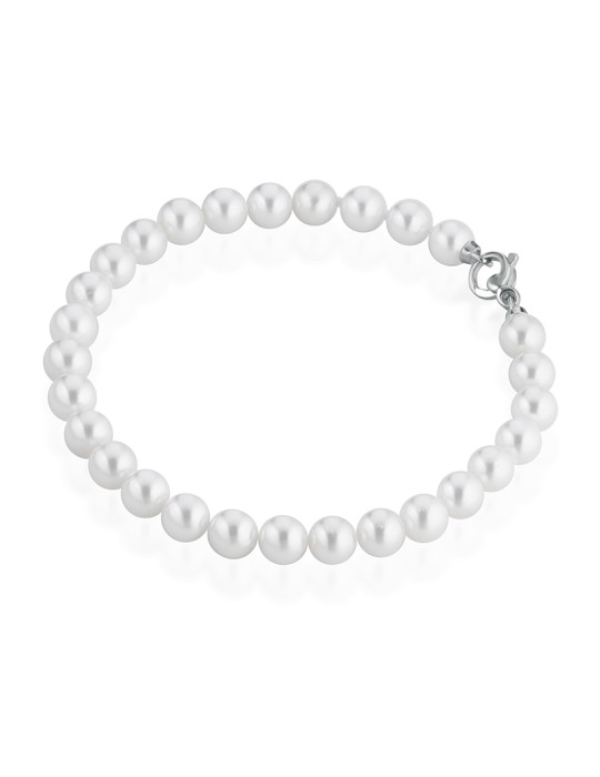 Bracciale Coscia - Perle Freshwater 5,5-6mm e Chiusura in Oro Bianco 18 Carati - LBBRFW60.227