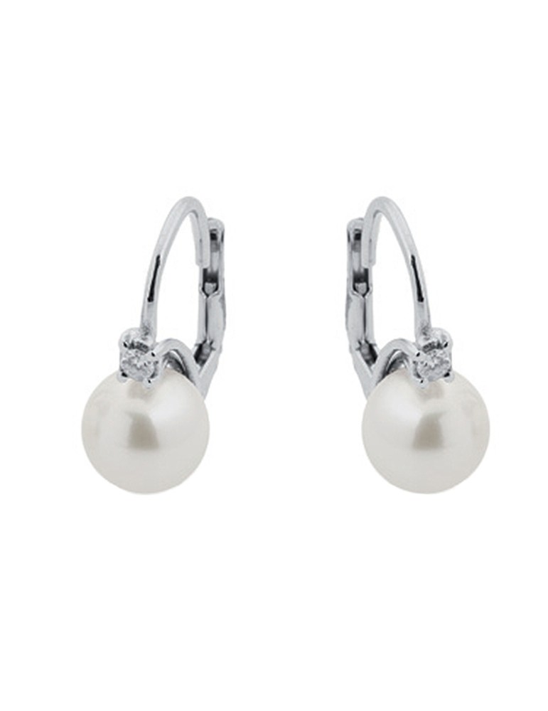 Orecchini Coscia - Basic con Perle Akoya 7,5 - 8 mm e Diamanti Bianchi 0,04 Ct - LBEAAK019