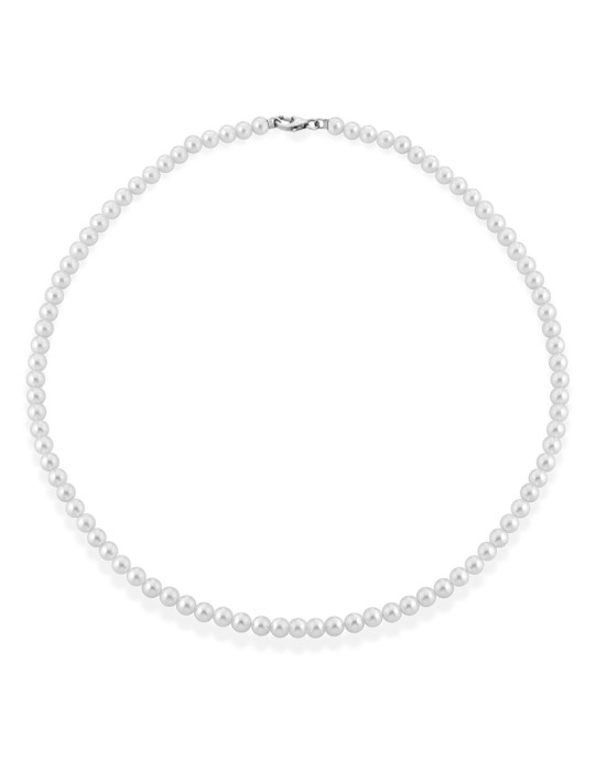 Collana Coscia - Perle Freshwater 4-4,5mm Chiusura - Oro Bianco 18 Carati - LBNKFW45.227