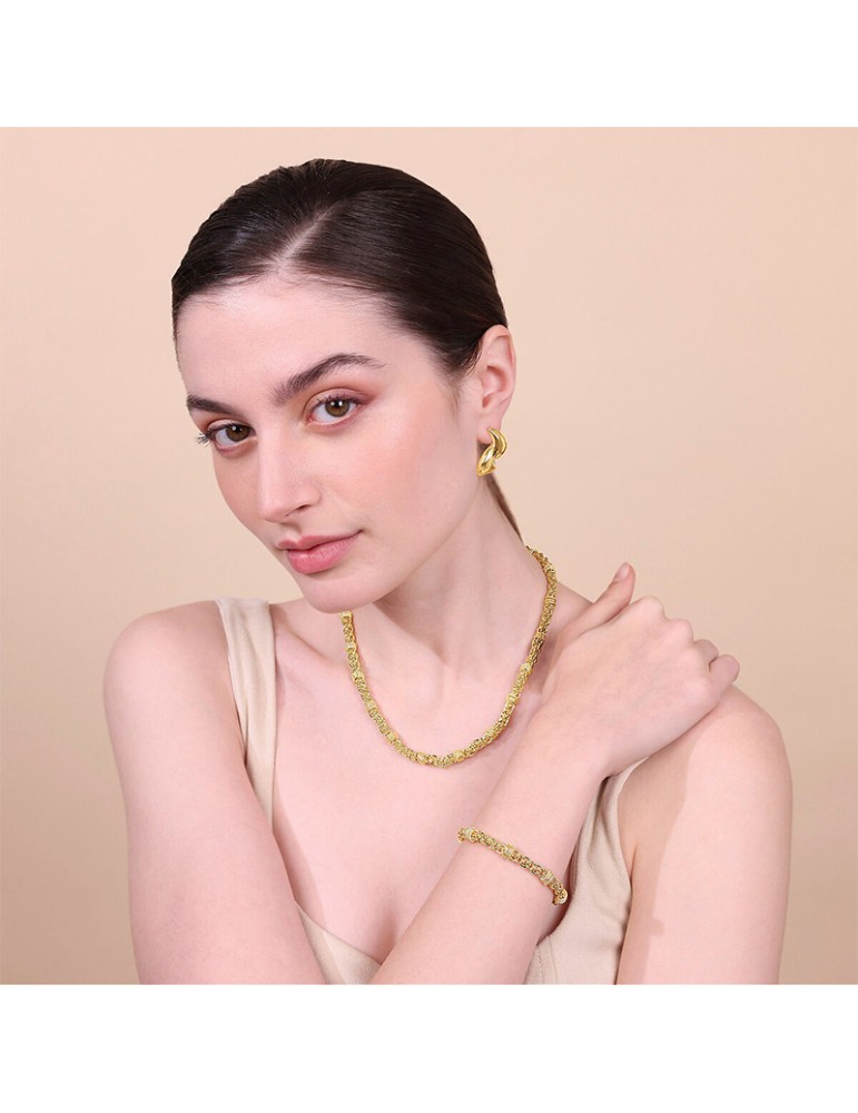 Etruscan Necklace - Ithaca-Gold-Braided Chain-Rondelle-WSET00740.YG