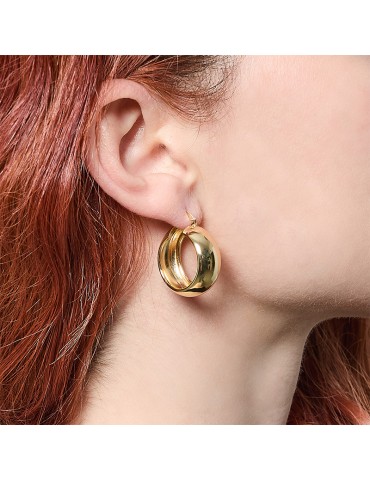 Unoaerre Earrings - Hoop - Golden Bronze - Thick Design - EXO47499 2