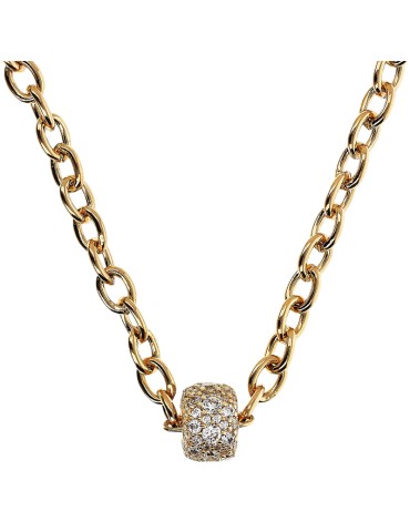Bronzallure Necklace-Rolo Chain-Washer-Cubic Zirconia-WSBZ02377Y.WHITE