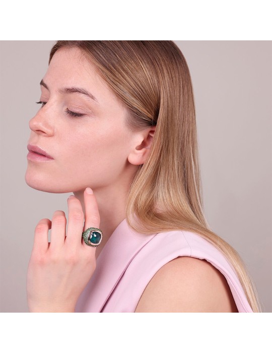 Bronzallure-Chevalier-Prisma Gem Square Green Ring-WSBZ02378.GRN-16