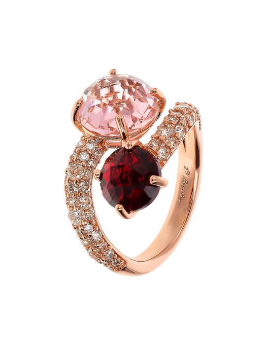 Anello Bronzallure-Contrariè-Prisma Gem Rossa e Rosa-WSBZ02389.RM-RU-14