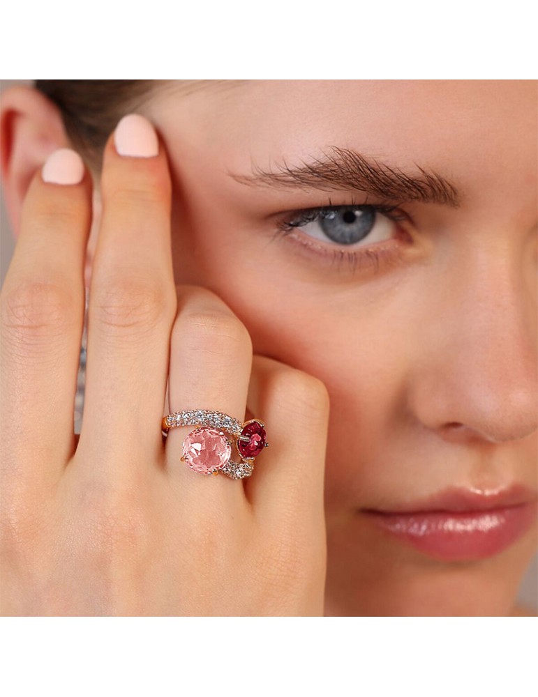 Anello Bronzallure-Contrariè-Prisma Gem Rossa e Rosa-WSBZ02389.RM-RU-14