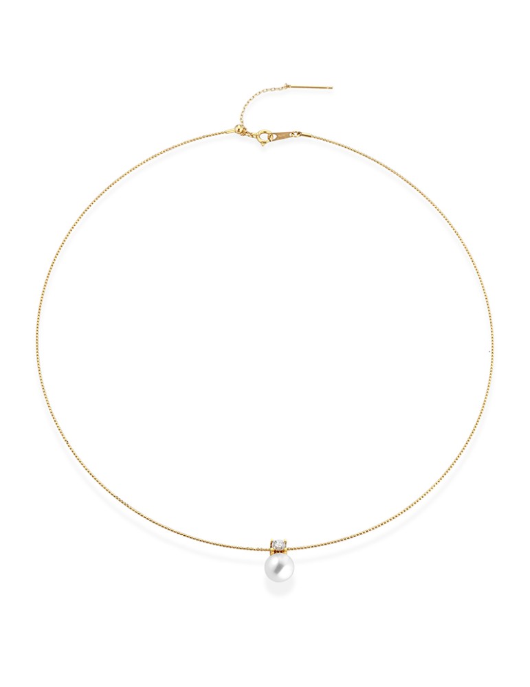 Coscia Choker - with 7.5-8mm Freshwater Pearl and 0.05 carat Natural Diamond - 0