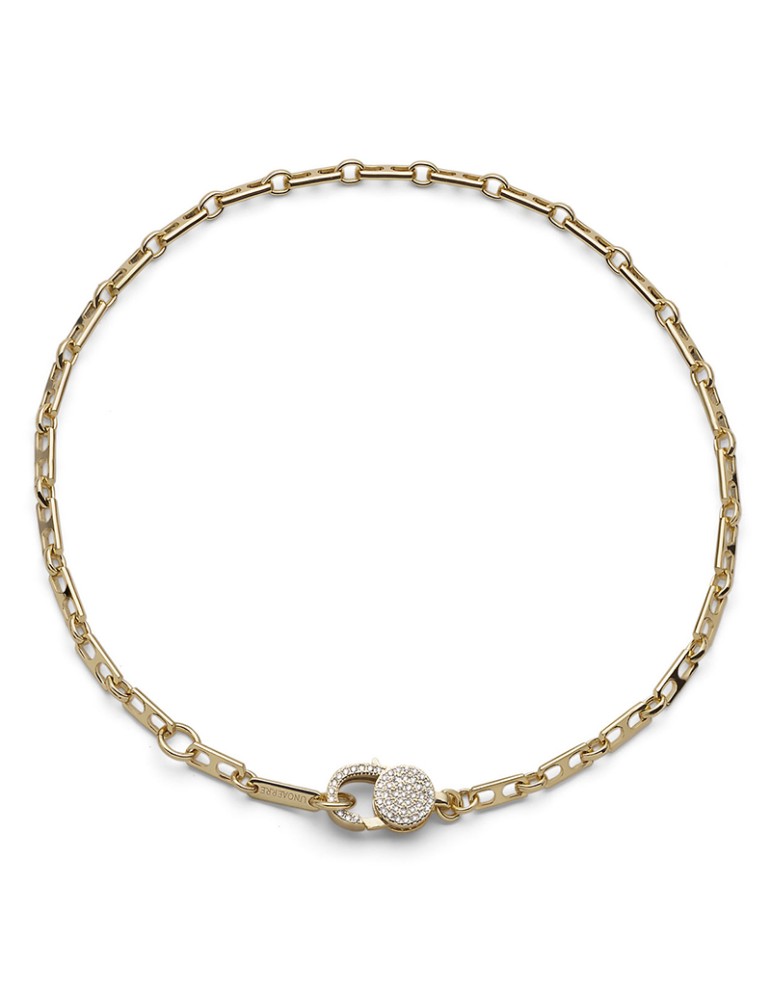 Unoaerre Choker - Gold with Crossbar Chain and White Zircon Pav - 0