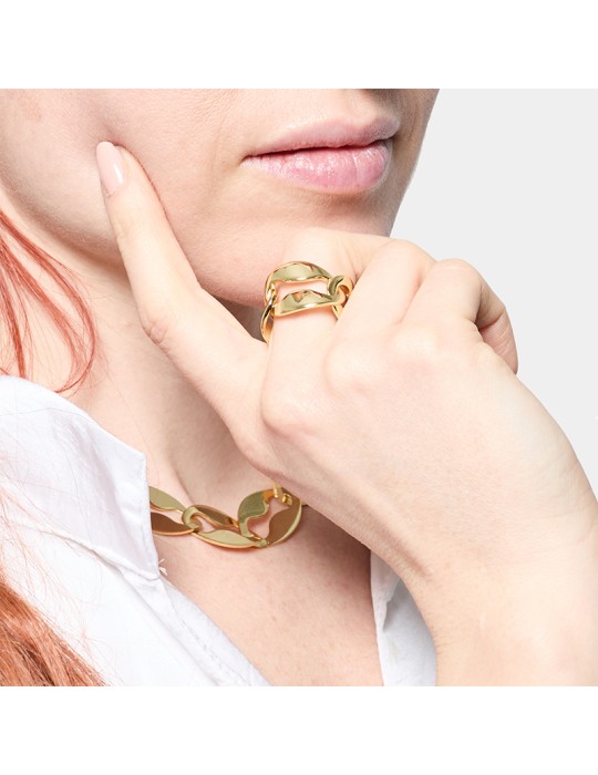 Anello Unoaerre - Bronzo Dorato -Lucido-Maglia Marina Piatta-16EXA001G