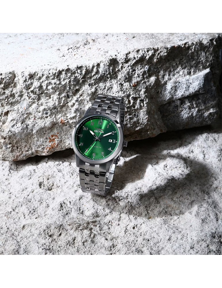 Sector Watch - 660 - Time and Date - Silver - 41mm-Green-R3253517031