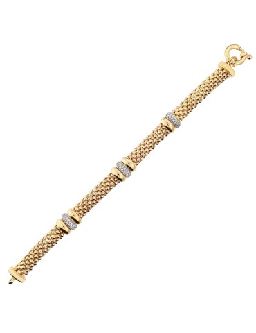 Bronzallure Bracelet - Popcorn Mesh - Cubic Zirconia -WSBZ02468Y. YG 2
