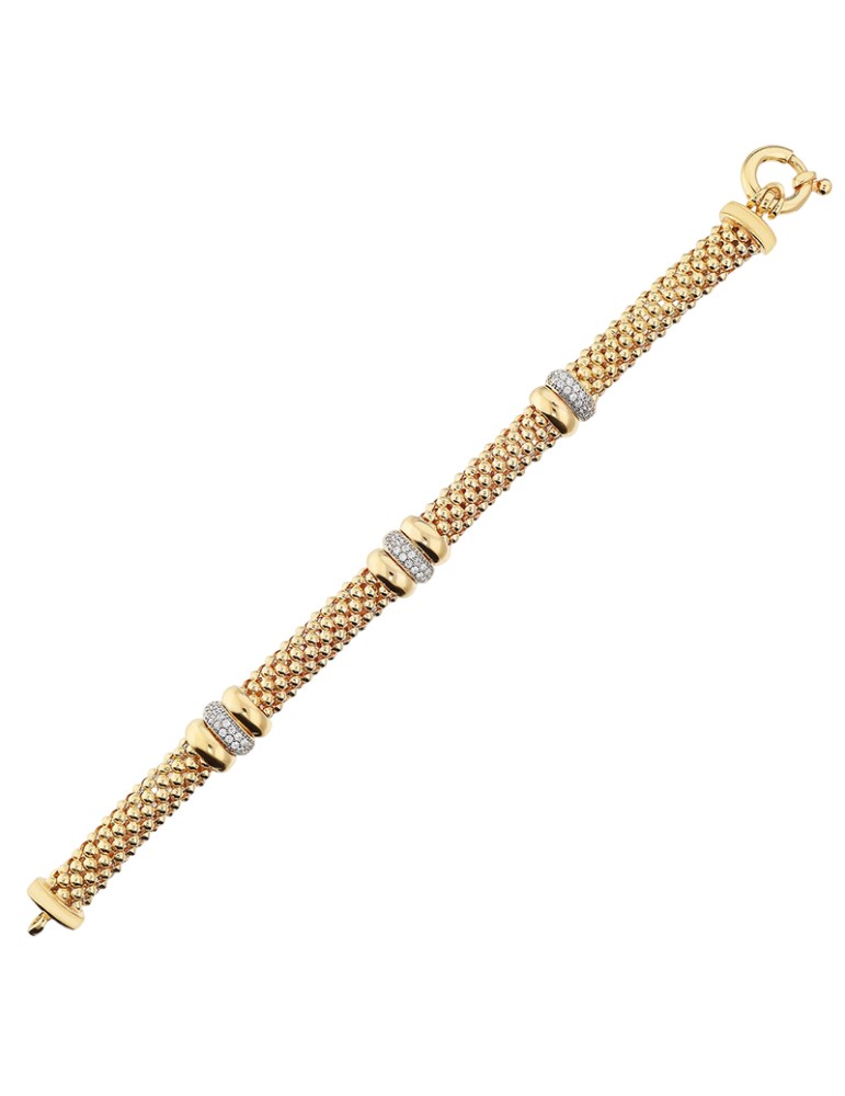 Bronzallure Bracelet - Popcorn Mesh - Cubic Zirconia -WSBZ02468Y. YG