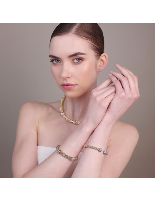 Bracciale Bronzallure - Maglia Popcorn - Cubic Zirconia -WSBZ02468Y.YG