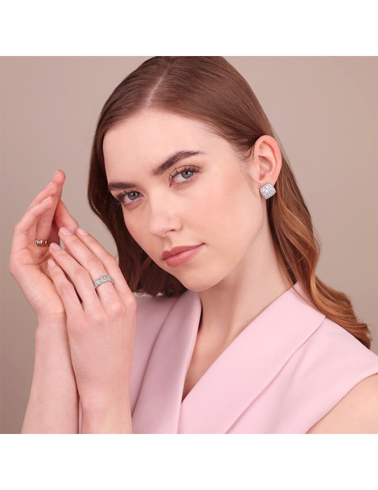 Bronzallure Earrings - Square - Pave - Cubic Zirconia -WSBZ02470.WR