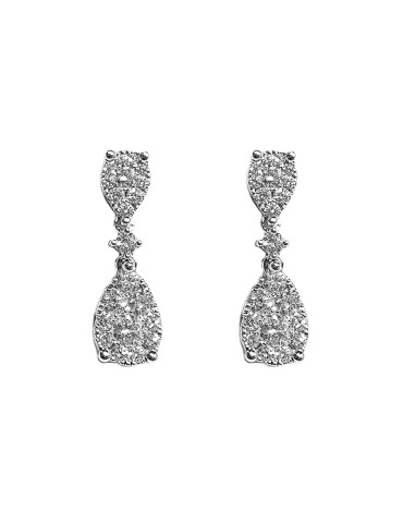 Crivelli Earrings - 18K White Gold Drop Pendants with 1.39 ct Natural Diamonds - 0