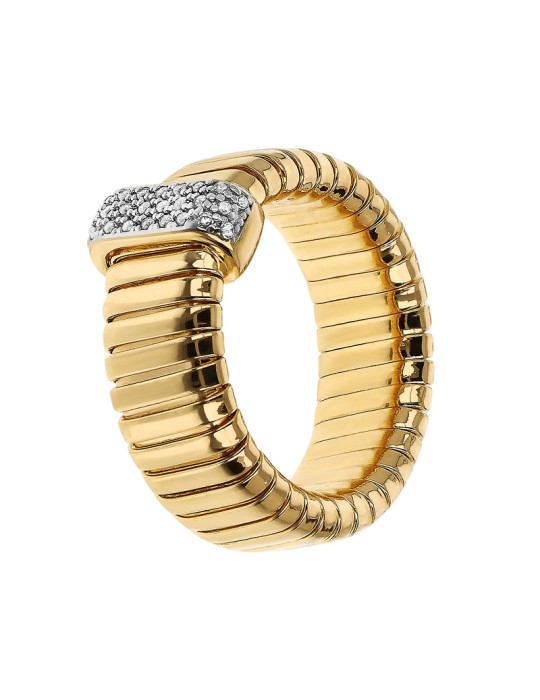 Bronzallure Ring - Altissima-Tubogas Mesh-Zircons-WSBZ02399Y.YG-16