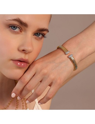 Bronzallure-Tubogas Mesh-Pavé Bracelet by Cubic Zirconia-WSBZ02401Y.YG 2