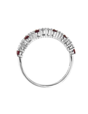Giorgio Visconti Ring - 18K White Gold Band with Rubies and Natural Diamonds 0.51 ct - 0 2
