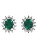 Giorgio Visconti Earrings - Rosetta in 18K White Gold with Emeralds and Natural Diamonds 0.26 ct - 0