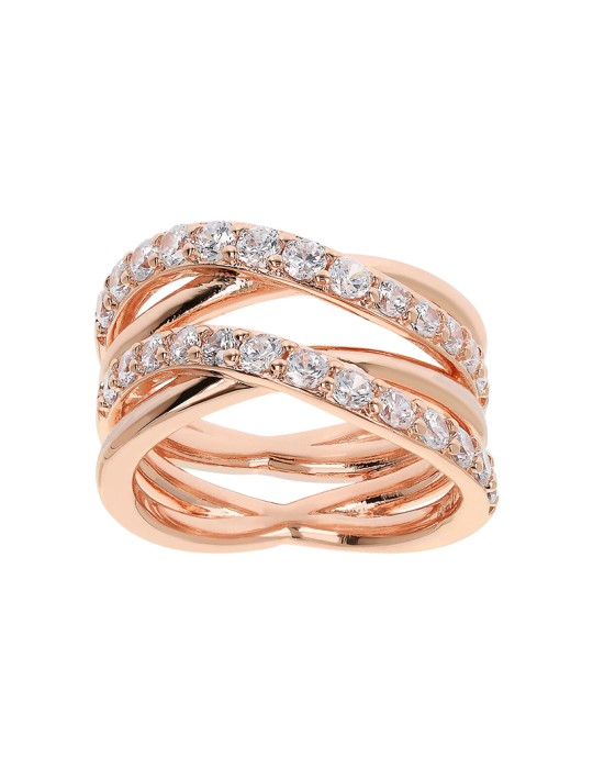 Bronzallure Ring -Multistrand-Rose Gold-Cubic Zirconia-WSBZ02408.WR-16