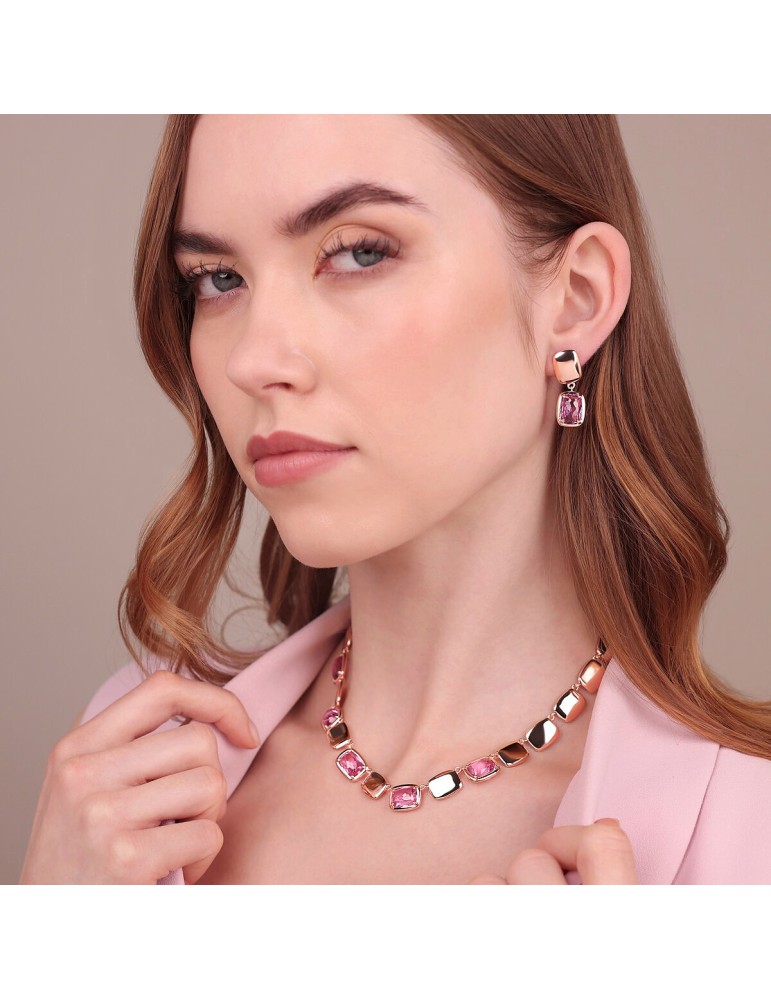 Bronzallure Earrings - Shiny Nuggets - Prisma Gem Pink - WSBZ02437.KU