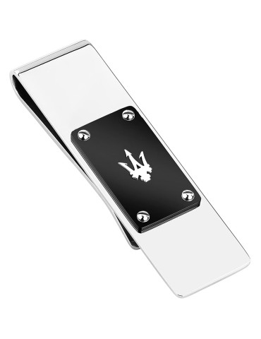 Maserati Money Clip - 316L Steel - Black Plate-Silver Logo-JM225AVD93