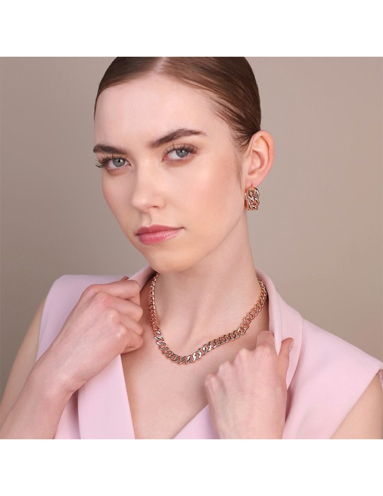 Bronzallure Necklace - Rose Gold -Polished Grumetta Chain-WSBZ02476. R