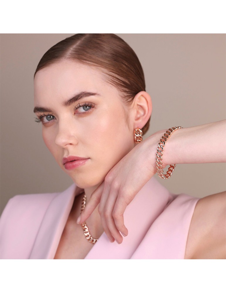 Bronzallure Bracelet - Rosé - Polished Grumetta Chain - Large-WSBZ02477.R