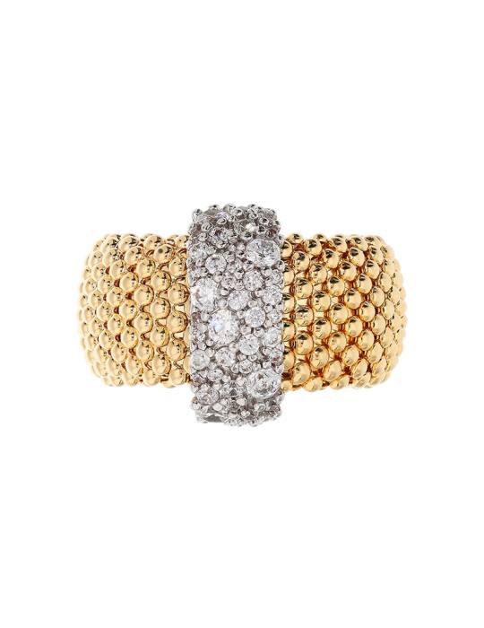 Bronzallure-Gold-Popcorn Mesh-Cubic Zirconia Ring-WSBZ02492Y.WR-16