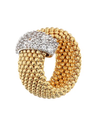Bronzallure-Gold-Popcorn-Zirconia Mesh-Size 18-WSBZ02492Y Ring. WR-18