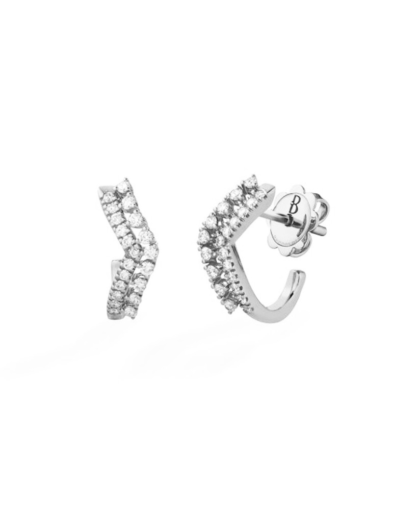 Buonocore - Wave Earrings in 18K White Gold with Natural Diamonds 0.35 ct - 0