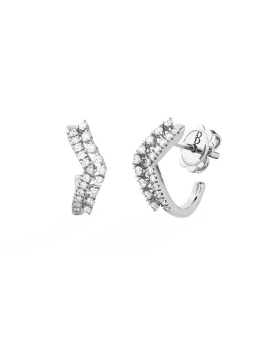 Buonocore - Wave Earrings in 18K White Gold with Natural Diamonds 0.35 ct - 0