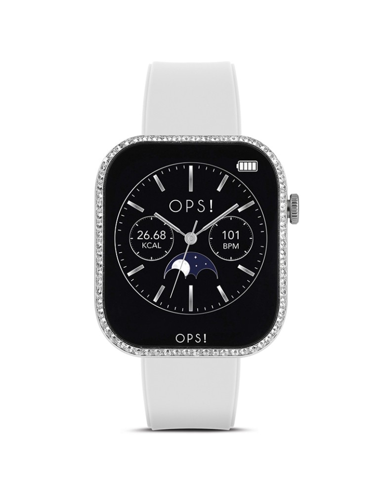 Smartwatch Ops! - Call Pro Diamonds - 42mm - White -Crystals-OPSSW62
