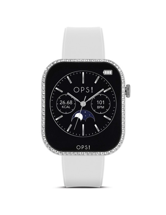 Smartwatch Ops! - Call Pro Diamonds - 42mm - White -Crystals-OPSSW62