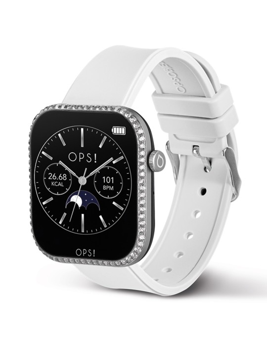 Smartwatch Ops! - Call Pro Diamonds - 42mm - White -Crystals-OPSSW62