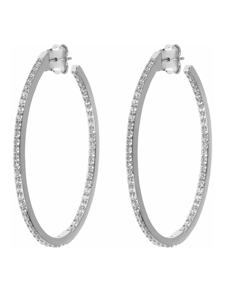 Bronzallure Earrings - Hoop - Silver - Cubic Zirconia-WSBZ00587W.W