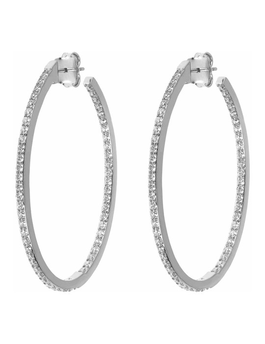Bronzallure Earrings - Hoop - Silver - Cubic Zirconia-WSBZ00587W.W