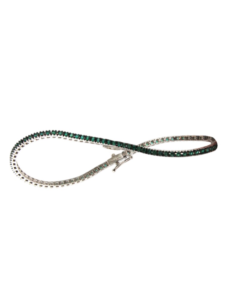 Davite&Delucchi Tennis Bracelet - in 18K White Gold with 1.50 ct Green Emeralds - 18 centimeters - 0