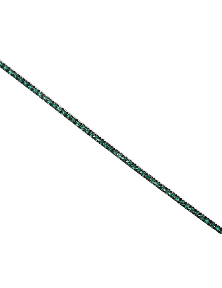 Davite&Delucchi Tennis Bracelet - in 18K White Gold with 1.50 ct Green Emeralds - 18 centimeters - 0