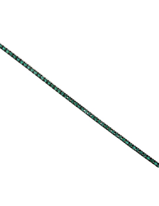 Davite&Delucchi Tennis Bracelet - in 18K White Gold with 1.50 ct Green Emeralds - 18 centimeters - 0