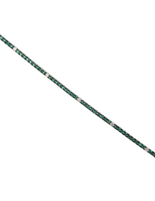Davite&Delucchi Tennis Bracelet - in 18K White Gold with Emeralds and Diamonds - 17 centimeters - 0